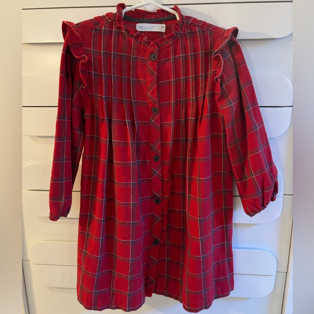 Zara red plaid dress.